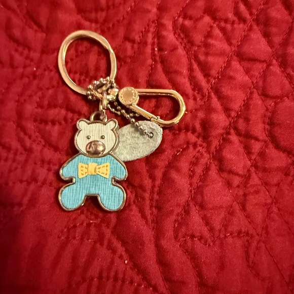 Furla Blue Bear Charm Keychain with Gold Details - Picture 2 of 4